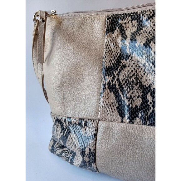 Stone & Co. Handbags - Stone & Co. Tan Beige Snakeprint Shoulder Bag EUC
